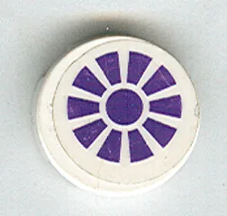 Tile, Round 2 x 2 with Dark Purple Fan / Radiating Sun Pattern (Sticker) - Set 7706