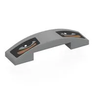 Brick Curved 4 x 1 Double, No Studs with Eyes in Black Rectangles, Dark Tan Eyebrows Print / Light Bluish Gray