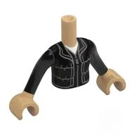 Minidoll Torso Girl with Jacker, Dark Bluish Grey Trim, White Shirt Print, Black Arms, Warm Tan Hands / Warm Tan