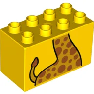 Duplo Brick 2 x 4 x 2 with Giraffe Torso Print / Yellow