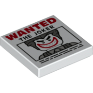Lego Tile 2 x 2 with 'WANTED THE JOKER' Poster Print / White
