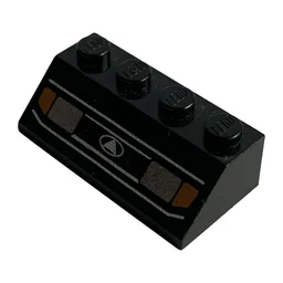 Brick Sloped 45° 2 x 4 with Headlights 1 Print, White Lines / Black