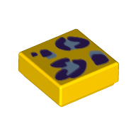 Lego Tile 1 x 1 with Purple Leopard Dots print / Yellow