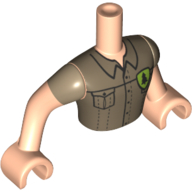 Lego Minidoll Torso Man with Shirt, Pockets, Buttons, Pine Tree in Shield / Light Nougat