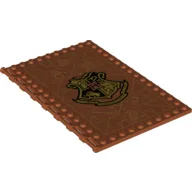 Plate Special 10 x 16 with Studs on Edges and Bar Handles on 1 Side with Gold Hogwarts Crest Print / Dark Orange