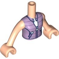 Lego Minidoll Torso Girl, Lavender Shirt, Zippers print, Light Nougat Arms and Legs / Light Nougat