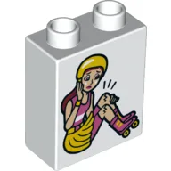 Duplo Brick 1 x 2 x 2 with Dual Sided Happy Girl / Hurt Girl on Rollerskates Print