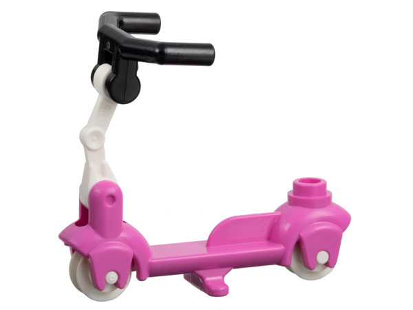 Lego Kick Scooter with White Wheels, White Steering Link, and Black Angular Handlebars (36273 / 3464 / 30377 / 98397)
