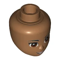 Minidoll Head, Brown Eyes, Bright Pink Lips and Open Mouth Print / Medium Nougat