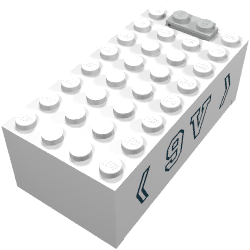 Lego Battery Box, 9V Small [Complete Assembly] with '9V' Print / White