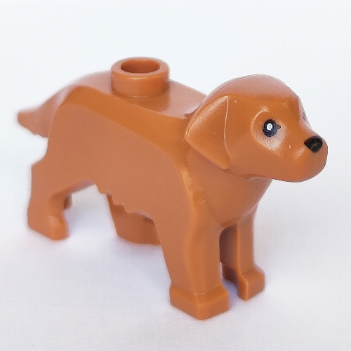 Lego Animal, Dog, with 1 Eye and Nose Print / Medium Nougat