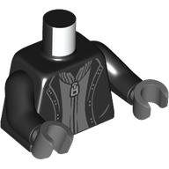 Lego Torso, Jacket, Dark Bluish Grey Sweater, Zipper print, Black Arms, Dark Bluish Gray Hands / Black