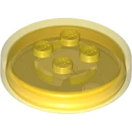 Function Brick Round 4 x 4 x 2/3 with 4 Studs and Trans Orange Bottom Pattern (Generic for Gadgets) / Trans-Yellow