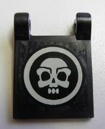 Flag 2 x 2 Square with Flat Edge with White Skull inside Circle Pattern (Sticker) - Set 4195
