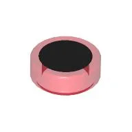 Tile Round 1 x 1 with Black Dot/Circle Print / Trans-Red