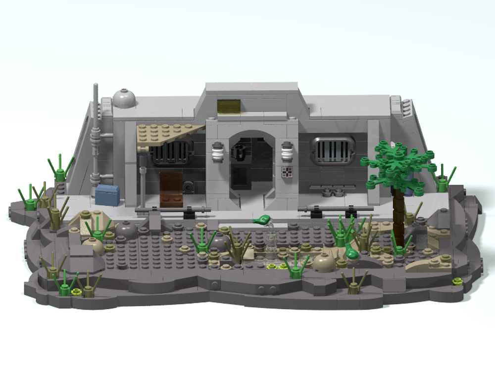 Lego Mando and Grogu in their cabin on Navarro