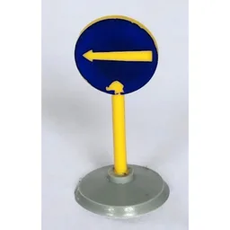 Road Sign Old Round with White Arrow Left Print & Type 1 Base / White