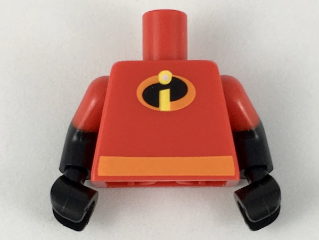 Lego Torso Orange Belt and Incredibles Symbol Pattern (Dash Parr) / Black Arms with Molded Red Short Sleeves Pattern / Black Hands