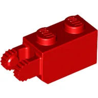Hinge Brick 1 x 2 Locking with 2 Fingers Vertical End, 9 Teeth / Red