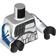 Lego Torso, Clone Trooper Armor, Captain with Blue Markings, Arm print, White Arms, Black Hands / White