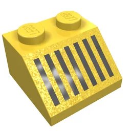 Brick Sloped 45° 2 x 2 with Black Grill Print / Yellow