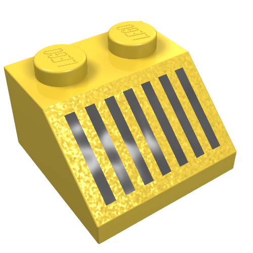 Lego Brick Sloped 45° 2 x 2 with Black Grill Print / Yellow