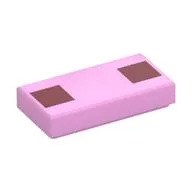 Tile 1 x 2 with Two Dark Pink Squares / Bright Pink