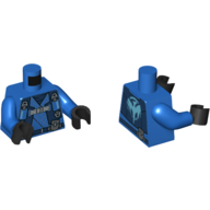 Lego Torso Robe with Harness with Pouches / Dragon Emblem on Back Print, Blue Arms, Black Hands / Blue