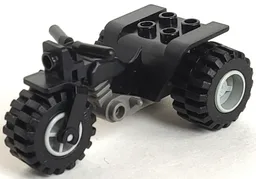 Tricycle with Dark Gray Chassis and Light Gray Wheels - Notched Holes on Rear Wheels
