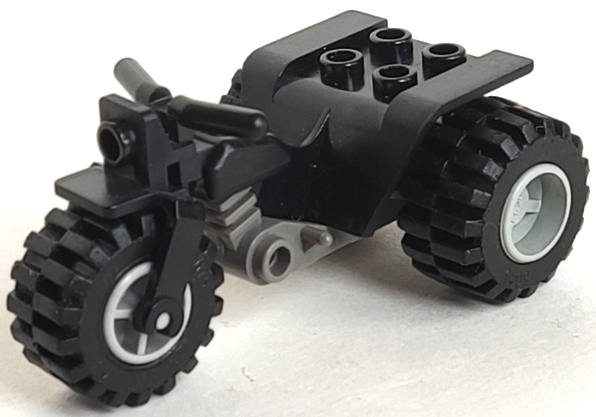 Lego Tricycle with Dark Gray Chassis and Light Gray Wheels - Notched Holes on Rear Wheels