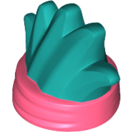 Lego Hair and Bandana, Dark Turquoise Mohawk Pattern / Coral