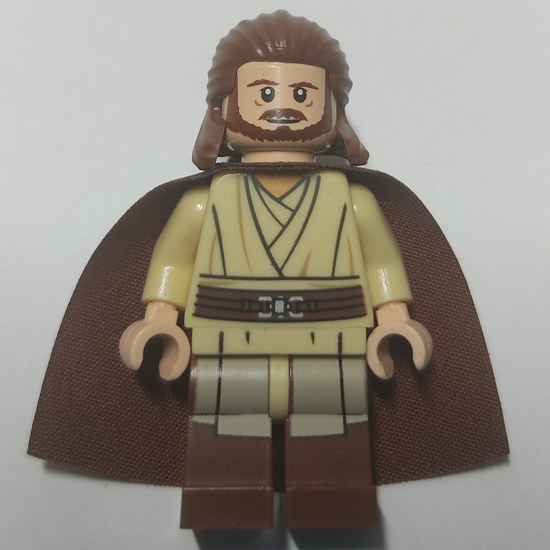 Lego Qui-Gon Jinn, Printed Reddish Brown Legs, Cape