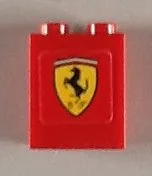 Brick 1 x 2 x 2 with Inside Axle Holder with Ferrari Logo Pattern (Sticker) - Set 8654