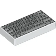 Tile 1 x 2 with Computer Keyboard Standard Print / White