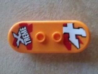 Lego Minifigure, Utensil Skateboard Deck with White 'X TREME' and Letter X Pattern (Stickers) - Set 60023