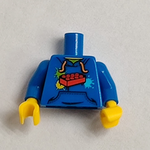Lego Torso Hoodie with Blue Pocket, Drawstring and Red Brick Print, Blue Arms, Yellow Hands / Blue