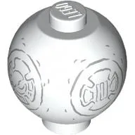 Brick Round 2 x 2 Sphere with Stud with Dark Bluish Grey BB-8 Droid Snowman Print / White