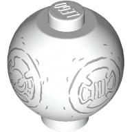 Lego Brick Round 2 x 2 Sphere with Stud with Dark Bluish Grey BB-8 Droid Snowman Print
