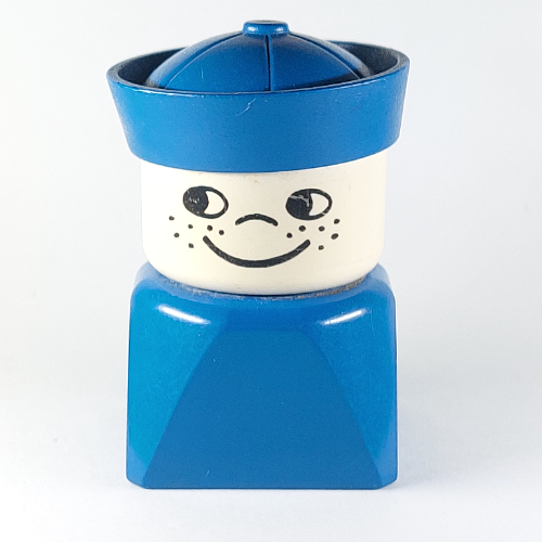 Lego Duplo 2 x 2 x 2 Figure Brick Early, Sailor Hat Blue, Freckles Print / Blue