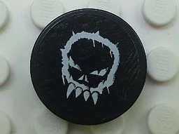 Tile, Round 2 x 2 with Space Police 3 Alien Skull Pattern (Sticker) - Set 5980