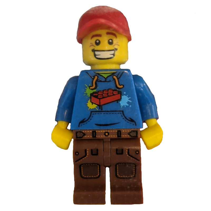Lego Blue Torso, Reddish Brown Legs, Red Cap