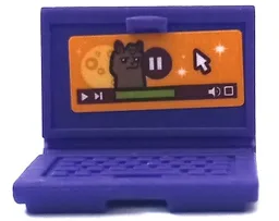 Minifigure, Utensil Computer Laptop with Alpaca, Pause Symbol and Mouse Cursor on Orange Screen Pattern (Sticker) - Set 41432