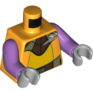 Lego Torso Jumpsuit with Dark Brown and Dark Tan Belt and Neck Plate Print (Zeb Orrelios), Medium Lavender Arms, Light Bluish Gray Hands / Bright Light Orange