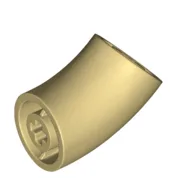 Brick Round 2 x 2 D. Tube with 45° Elbow and Axle Holes (Crossholes) at Each End [SHORT] / Tan