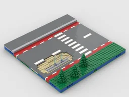 MILS road with Dutch style bike lanes, zebra crossing and road works