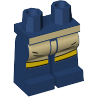 Lego Hips and Dark Blue Legs with Tan Apron, Yellow Trim print / Dark Blue