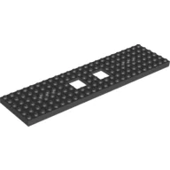 Vehicle Base, Train 6 x 24 with Two 2 x 2 Openings and 3 Round Holes Each End, Reinforced on Bottom Side / Black