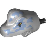 Lego Animal Body Part, Dinosaur, Brachiosaurus Head with Sand Blue Markings, Yellow Eyes print / Light Bluish Gray