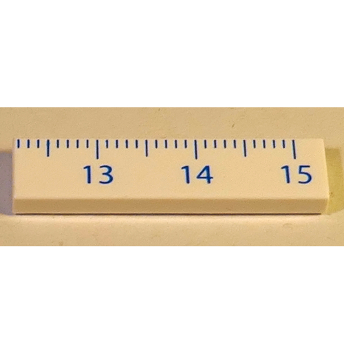 Lego Tile 1 x 4 with Ruler CM 13 - 15 Pattern / White