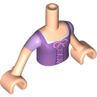 Lego Minidoll Torso Girl with Medium Lavender Bodice Top with Short Sleeves Light Nougat Arms and Light Nougat Hands / Light Nougat